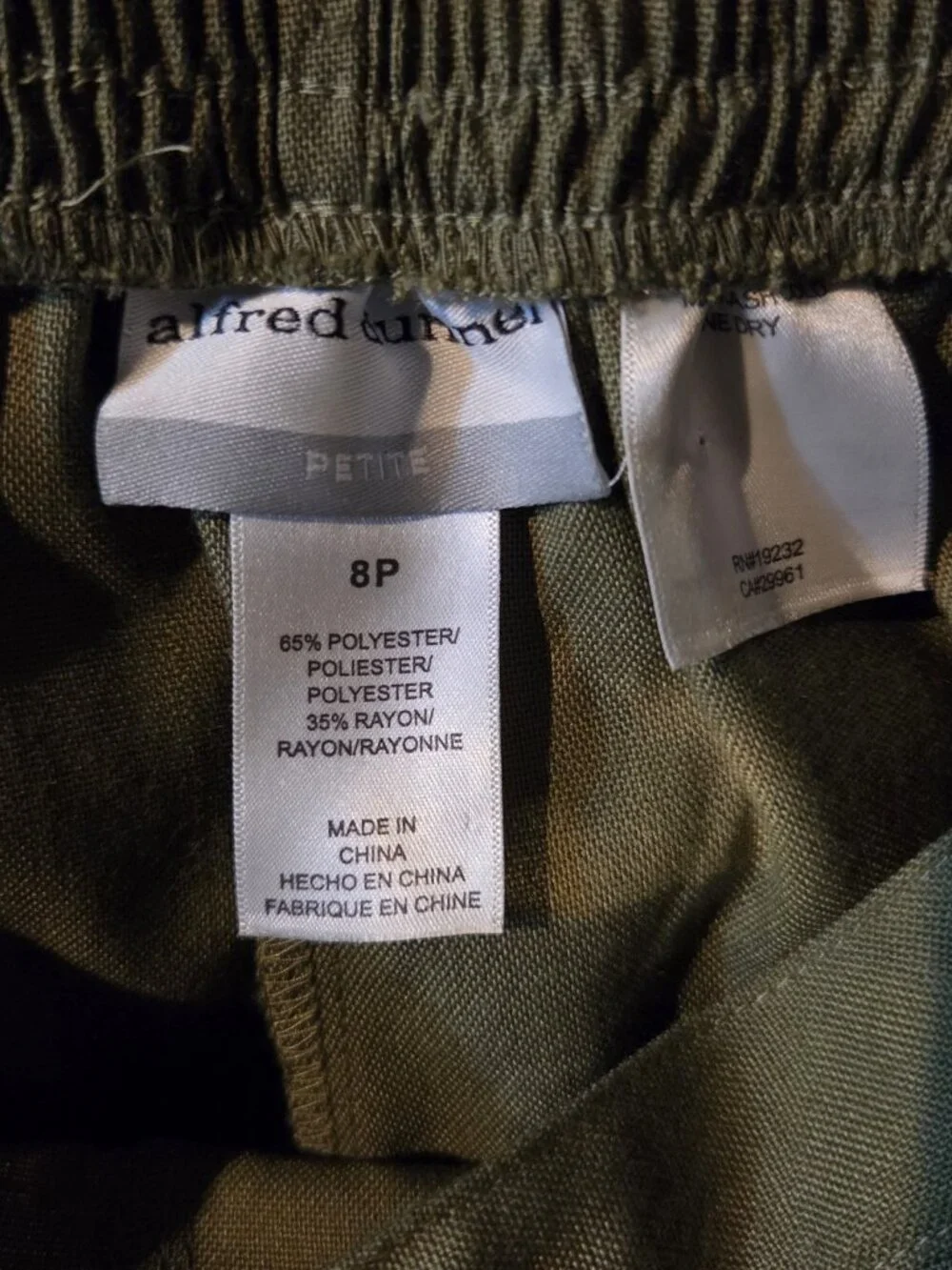 Alfred Dunner Dress Pants Womens Size 8P Green Elastic Waist Pull On Trousers